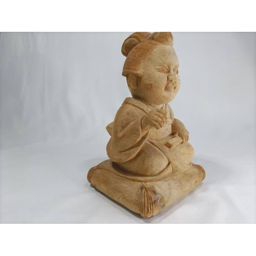 ◆◆木彫り彫刻【お福さん】高さ25ｃｍ 　縁起物、商売繁盛 Amazon.co.jp: 木彫り彫刻 お福さん 高さ25cm 縁起物 商売繁盛
